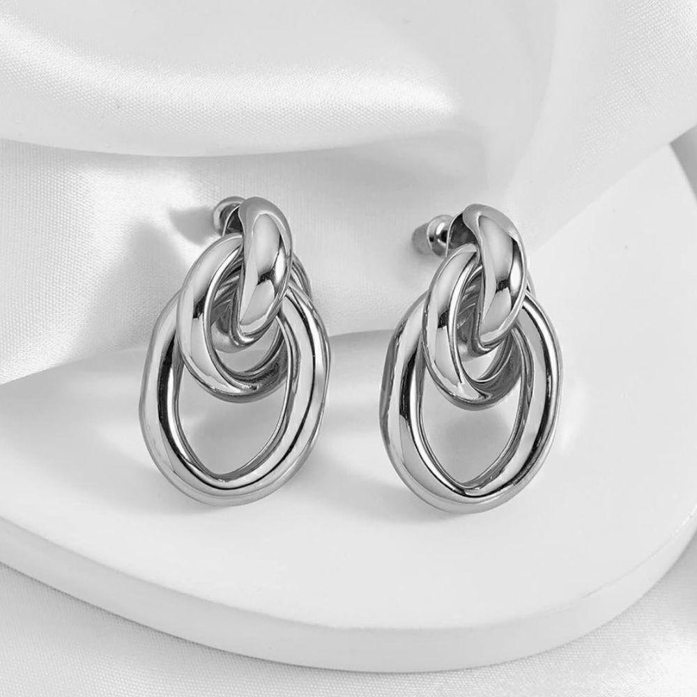 Minimalist twist hoop stud earrings M209